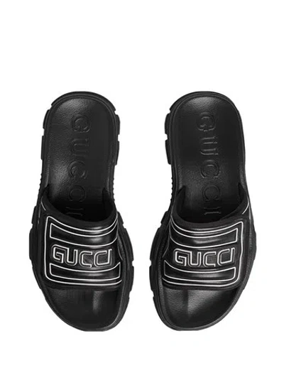 Pre-owned Gucci Aguru Sandals Black 574985 Size 7g Us 7.5, 10