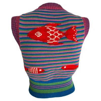 Pre-owned Gucci Alessandro Michele Era Multicolor Intarsia Knit Vest, C. 2016�2017 In Gray