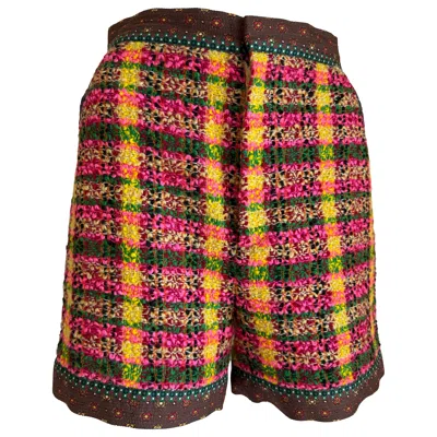 Pre-owned Gucci Alessandro Michele Era Multicolored Boucl� Wool Shorts In Brown