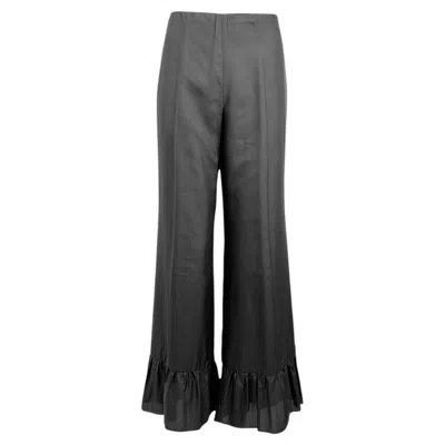 Pre-owned Gucci Alessandro Michele Fall 2015 Black Silk Ruffle Pants