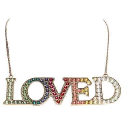 Pre-owned Gucci Alessandro Michele Loved Rainbow Gradient Crystal Pendent Short Necklace In Multi