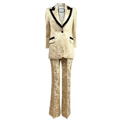 Pre-owned Gucci Alessandro Michele Prefall 2018 Trouser Suit Gold Jacquard