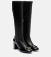 Gucci Alfa Horsebit 75 Leather Knee-high Boots In Animal Print