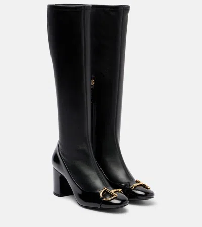 GUCCI ALFA HORSEBIT 75 LEATHER KNEE-HIGH BOOTS