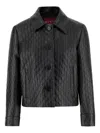 Gucci Embossed Gg Leather Jacket In Black