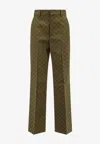 Gucci Women Gg Jacquard Cotton Trousers In Green