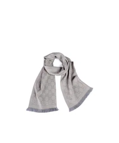 Gucci All-over Gg-logo Print Scarf In Gray