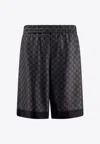 Gucci Black Silk Twill Printed Shorts In Black