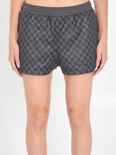 Gucci All Over Gg Print Elastic-waist Shorts In Black