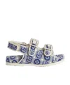 Gucci All-over Gg-print Sandals In White