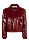 Gucci Naplack Leather Bomber Jacket In Red