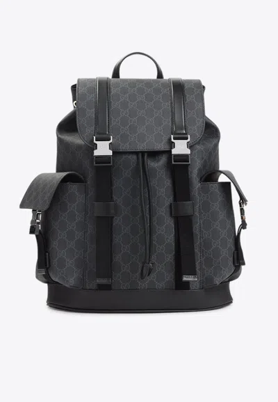 Gucci All-over Logo Backpack In Black