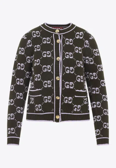 Gucci All-over Logo Cardigan In Green