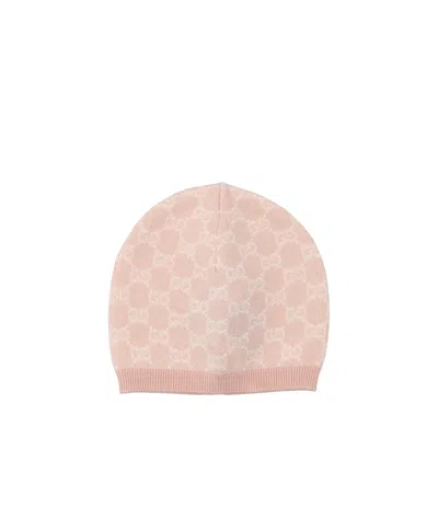 Gucci All Over Logo Knitted Hat In Brown