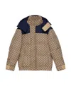 Gucci All-over Logo Print Puffer Coat In Nude
