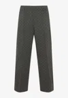 Gucci Straight-leg Trousers In Subtle Checkered Pattern In Gray