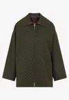 Gucci Military Green Gg Fabric Jacket Women In Green