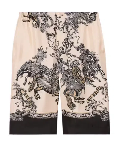 Gucci All-over Print Silk Shorts In Nude