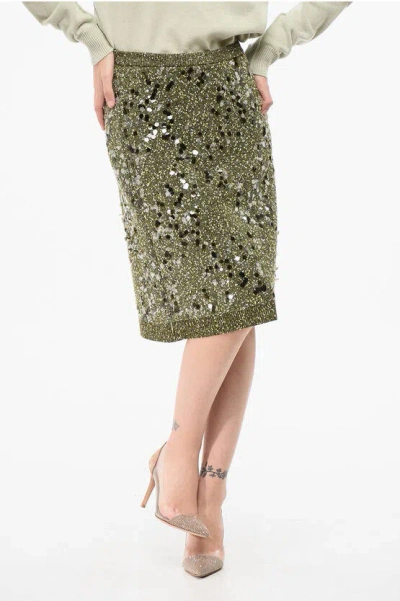 Gucci All-over Sequined Melange Longuette In Green
