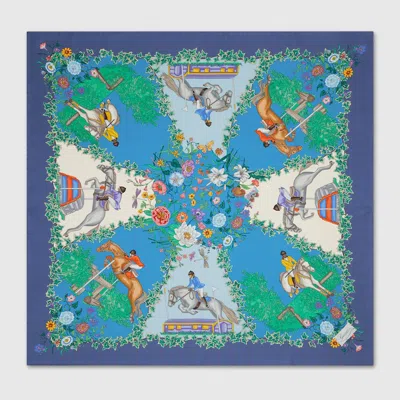Gucci Allover Floral Print Silk Carré In Multicolor