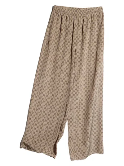 Gucci Allover Gg Print Silk Unlined Skirt For Women In Neutral