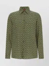 Gucci Allover Print Long Sleeve Horsebit Shirt In Green