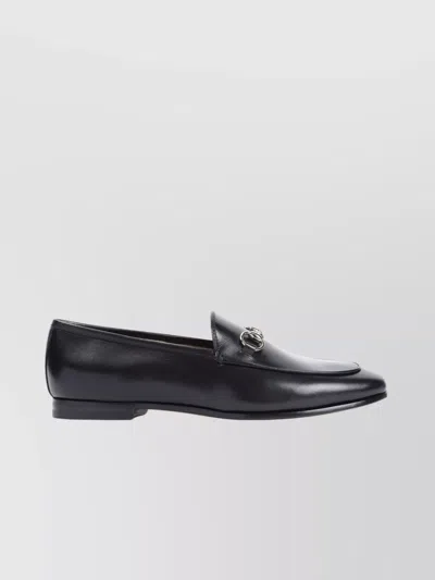 GUCCI ALMOND TOE LEATHER LOAFERS HORSEBIT DETAIL