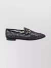 Gucci Almond Toe Mesh Loafers Embellished With Crystals In Black