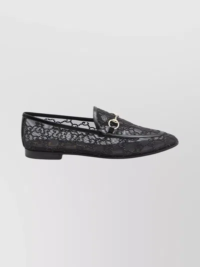 GUCCI ALMOND TOE MESH LOAFERS EMBELLISHED WITH CRYSTALS
