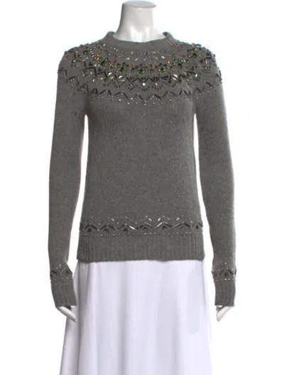 Pre-owned Gucci Alpaca Graphic Print Sweater In Grey