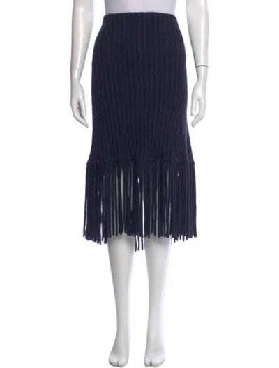 Pre-owned Gucci Alpaca Midi Length Skirt In Blue