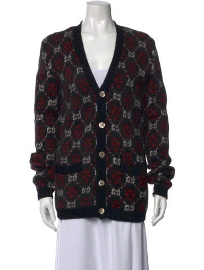 Pre-owned Gucci Alpaca Patterned Sweater In Black