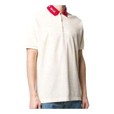 Gucci Alphabet Embroidered Short Sleeve Polo Creamy White