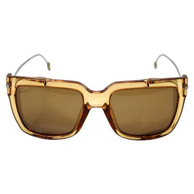Pre-owned Gucci Amber Acetate & Silver-tone Metal Square Sunglasses In Brown