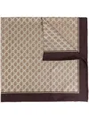 Gucci Monogram Silk Scarf Contrast Border In Brown