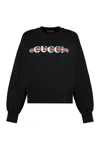 Gucci Print Felted Cotton Jersey Sweatshirt In Black