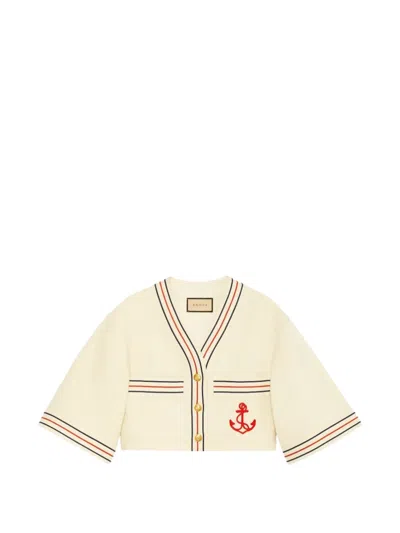 Gucci Linen Shirt With Embellished Buttons In Neutral