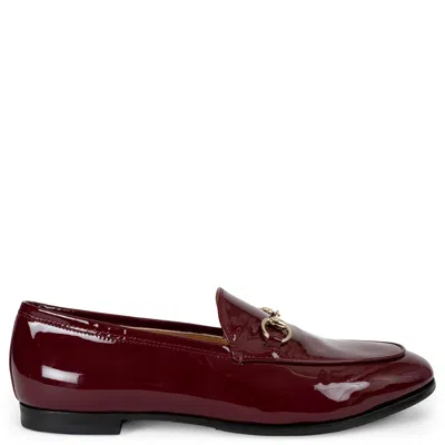 Pre-owned Gucci Ancora Burgundy Patent Leather Jordaan Loafers Shoes 38.5 In Red