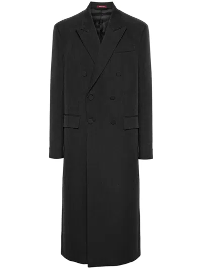 Gucci Ancora Embroidered Wool Coat In Black