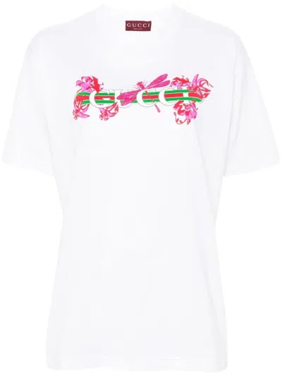 Gucci Web Print T-shirt In Beige