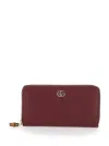 Gucci Ancora Red Zipped Wallet With Double G In Leather Woman In Multicolor