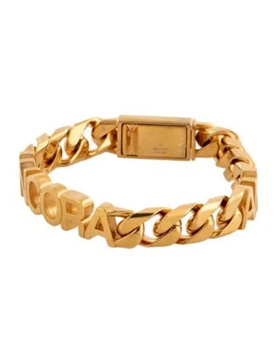 Pre-owned Gucci Ancora Script Link Bracelet, 6.75" In Multicolor