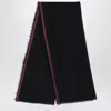 Gucci Gg Silk Cotton Stole With Web Trim In Black