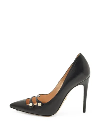 Pre-owned Gucci Aneta Button-detail Pumps In Black