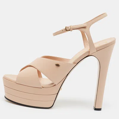 Pre-owned Gucci Angel Size 41 Beige Leather Platform Sandals