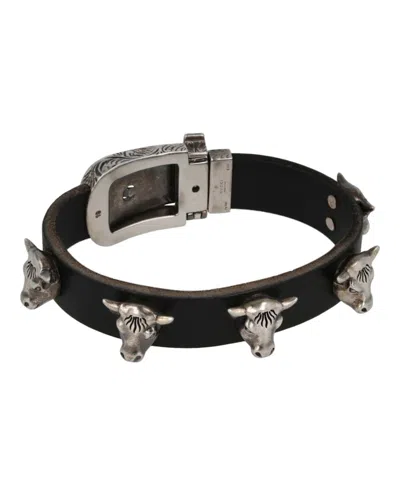 Pre-owned Gucci Anger Forest Bull Head Bracelet In Silver