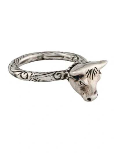 Pre-owned Gucci Anger Forest Bull's Head Ring In Multi