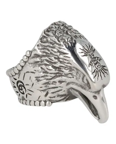 Pre-owned Gucci Anger Forest Eagle Ring In Silver