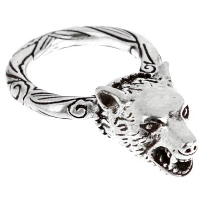 Pre-owned Gucci Anger Forest Wolf Sterling Silver Ring Size 5 1/4 In Multiple