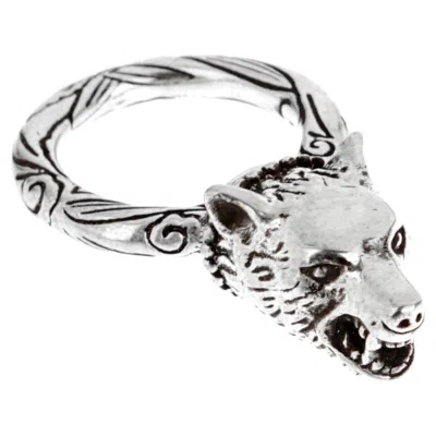 Pre-owned Gucci Anger Forest Wolf Sterling Silver Ring Size 8 1/4 In Multi
